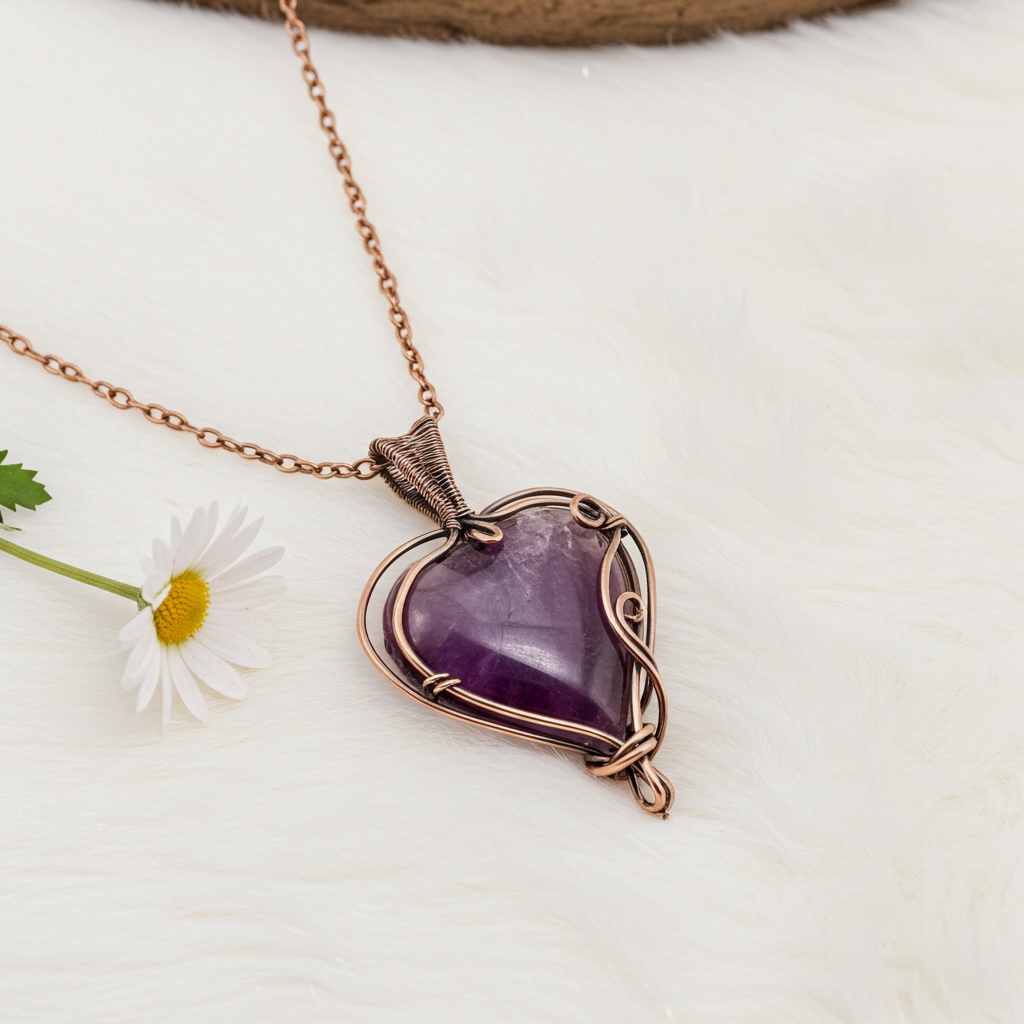 Purple Fluorite Heart Shaped Pendant - Connie’s Crystals 