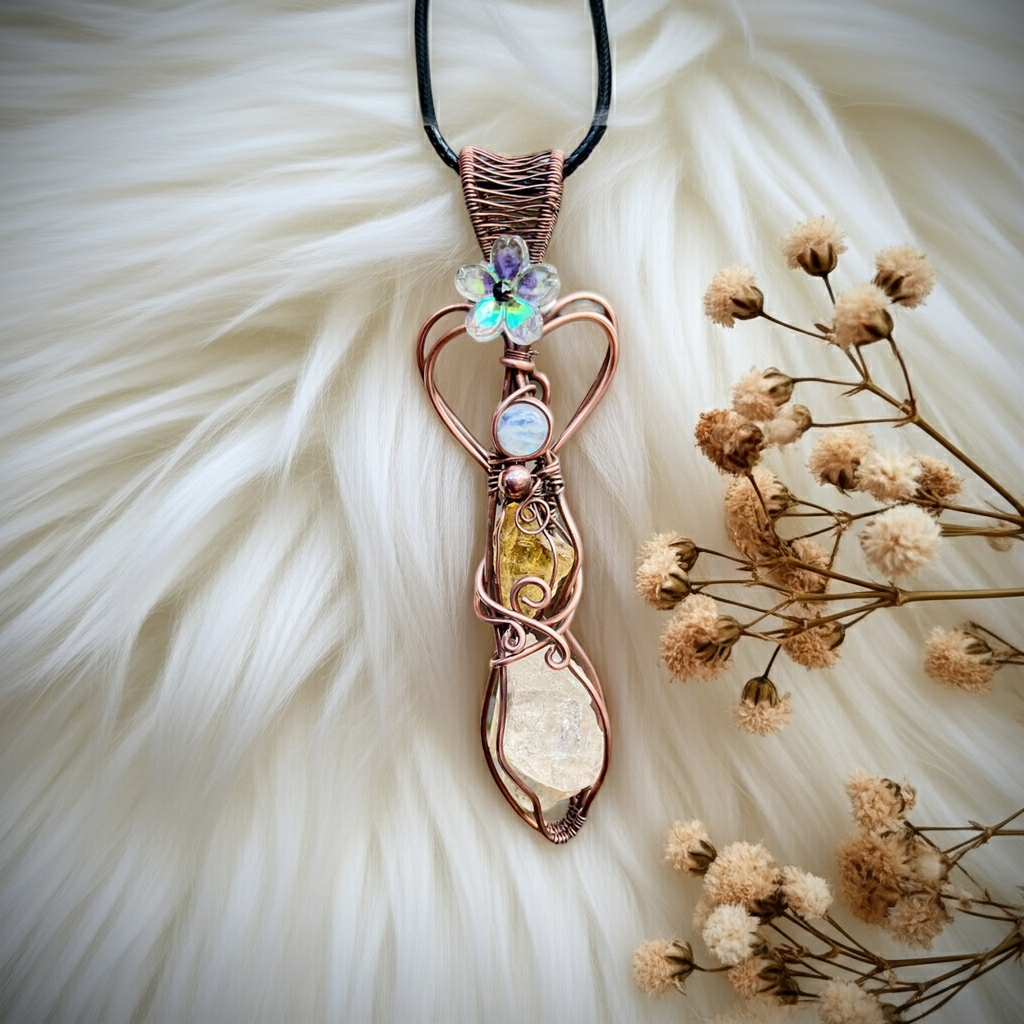 Peach Topaz with Citrine and Moonstone Accents - Connie’s Crystals 