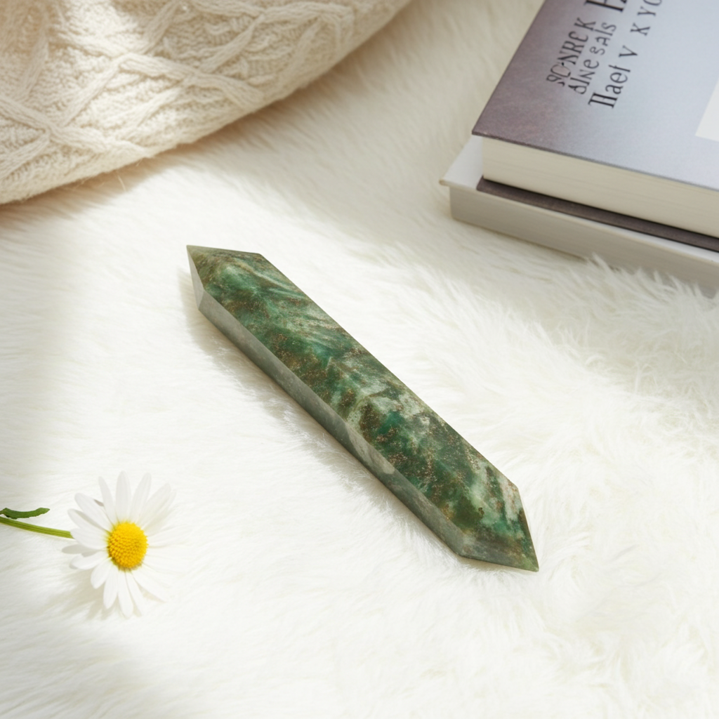 Rainforest Jasper Double Terminated Wand – 95mm Healing Crystal for Grounding & Transformation - Connie’s Crystals 