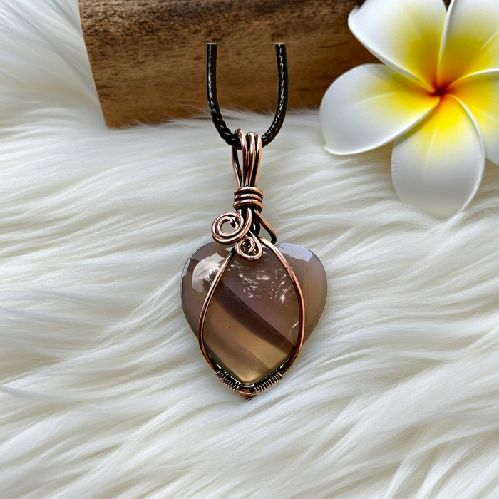 Striped Agate Heart Shaped Pendant - Connie’s Crystals 