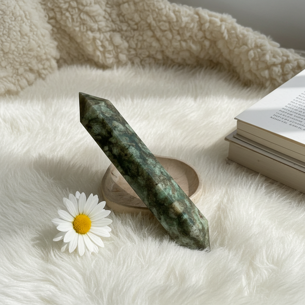 Rainforest Jasper Double Terminated Wand – 95mm Healing Crystal for Grounding & Transformation - Connie’s Crystals 