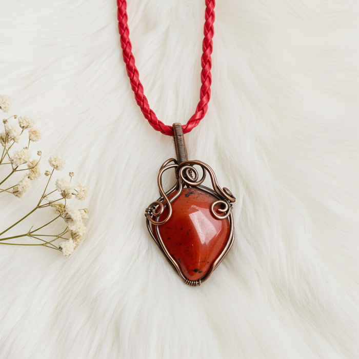 Red Jasper Wire Wrapped Pendant - Connie’s Crystals 