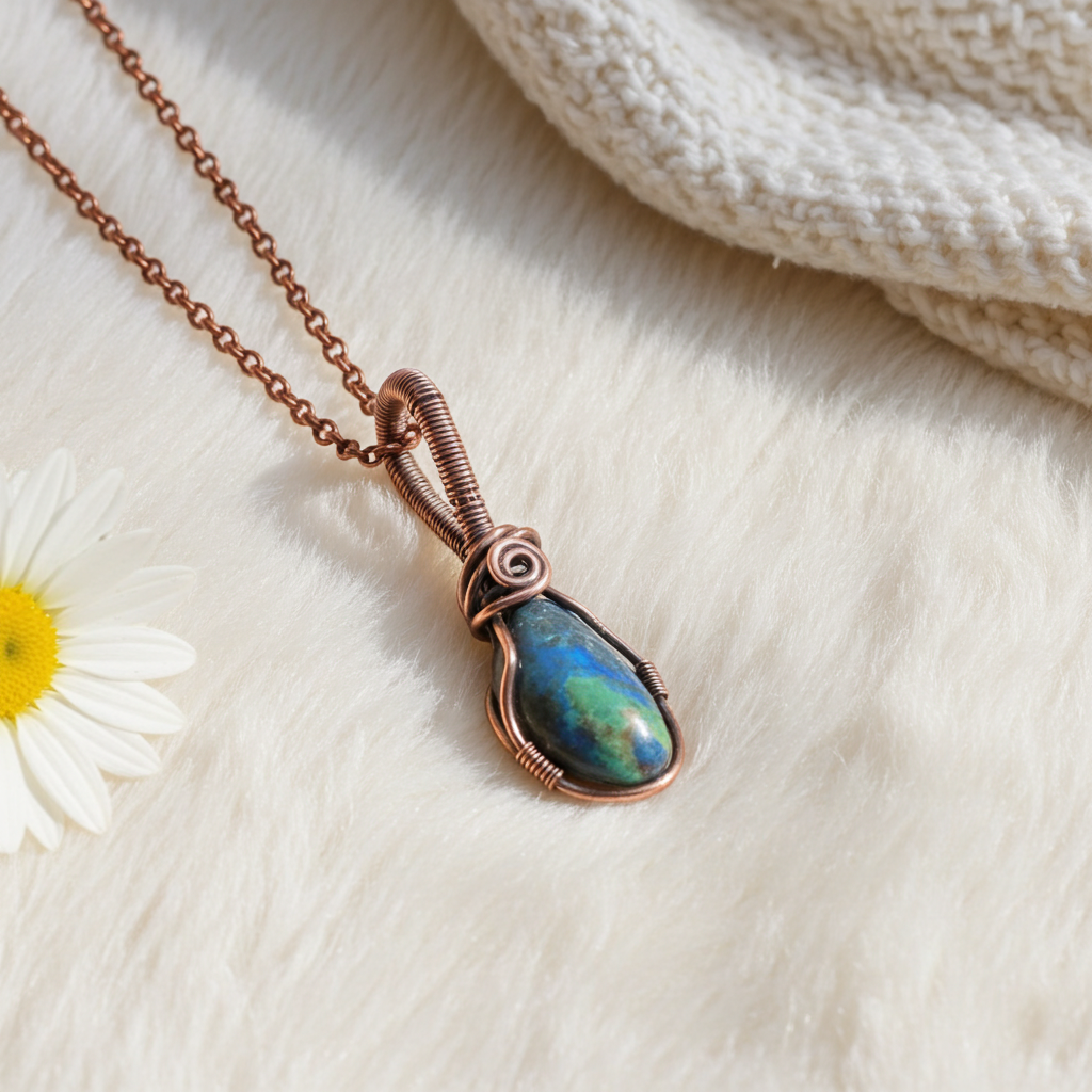Azurite With Chrysocholla Pendant - Connie’s Crystals 