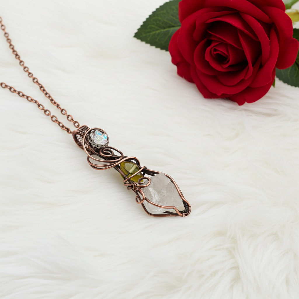Peach Topaz with Citrine and Floral Accent
