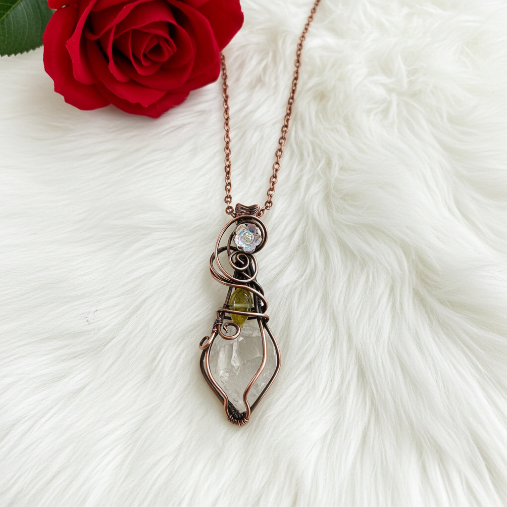 Peach Topaz with Citrine and Floral Accent
