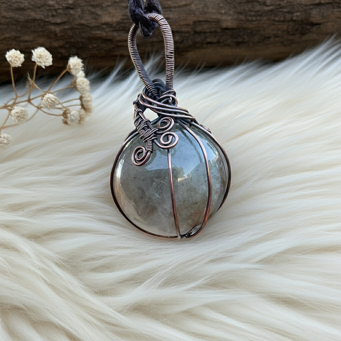 Rutilated Quartz Wire Wrapped Orb Pendant - Connie’s Crystals 