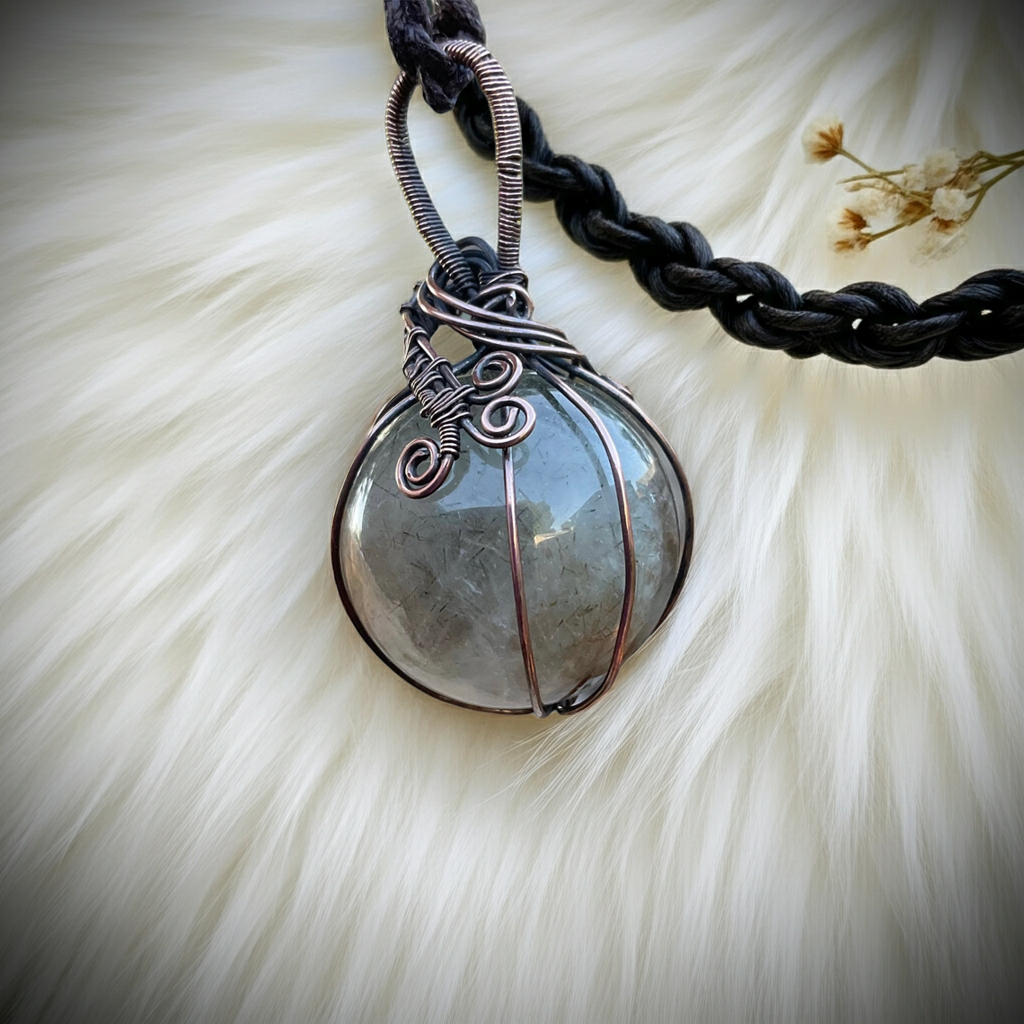 Rutilated Quartz Wire Wrapped Orb Pendant - Connie’s Crystals 