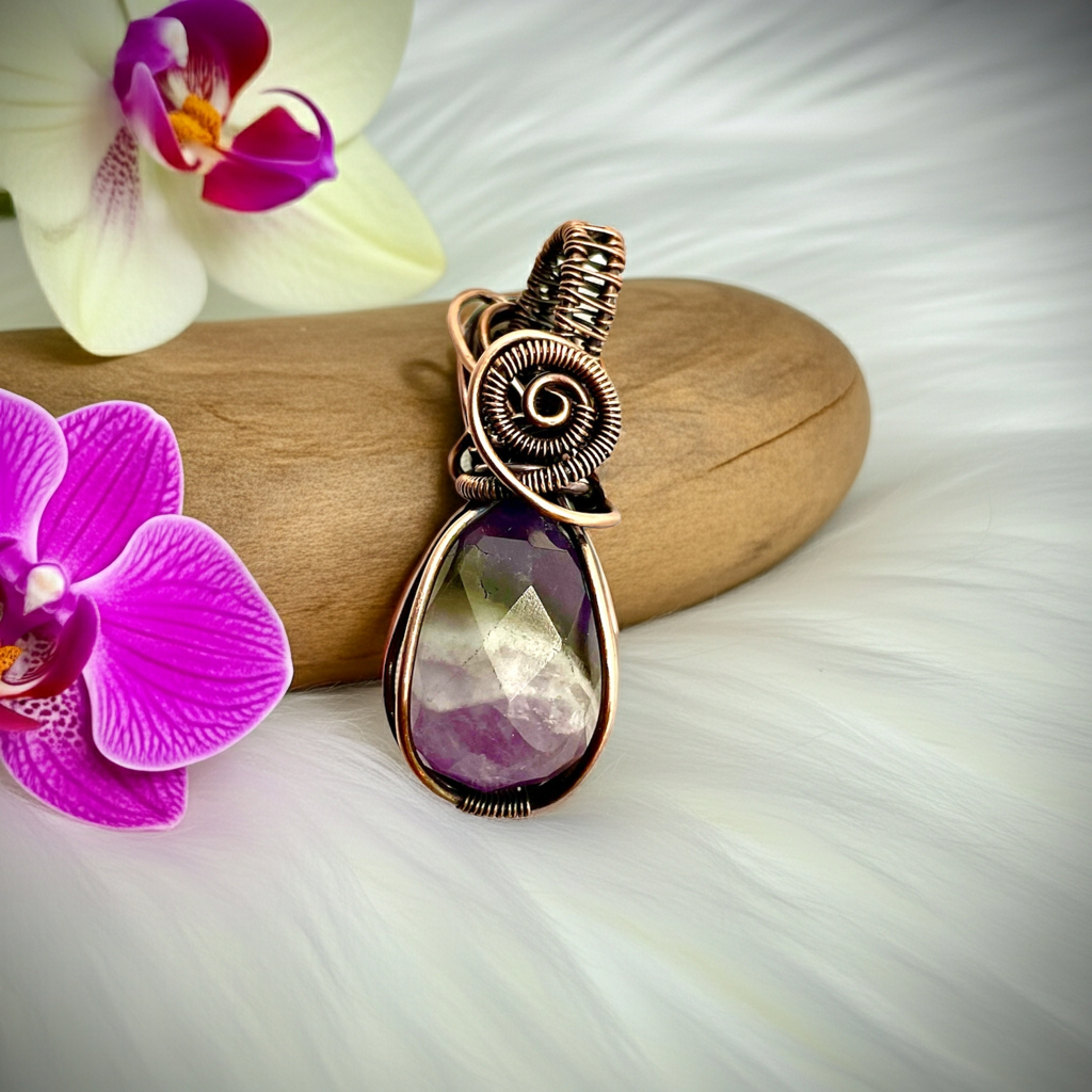Rose Cut Amethyst Teardrop Pendant