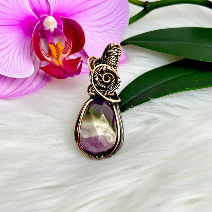 Rose Cut Amethyst Teardrop Pendant