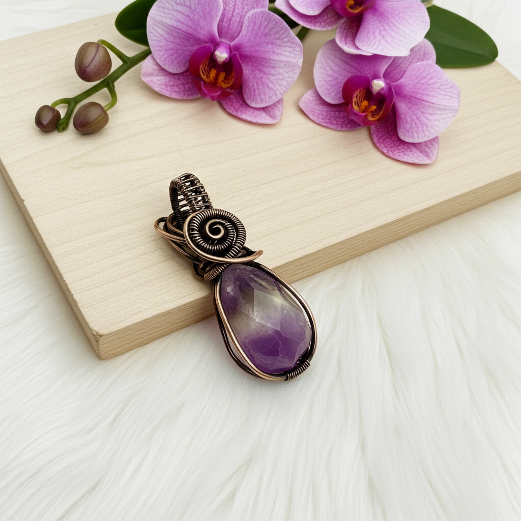Rose Cut Amethyst Teardrop Pendant