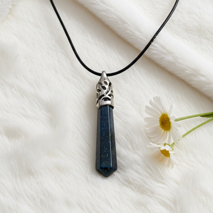 Blue Goldstone Point Pendant ✨