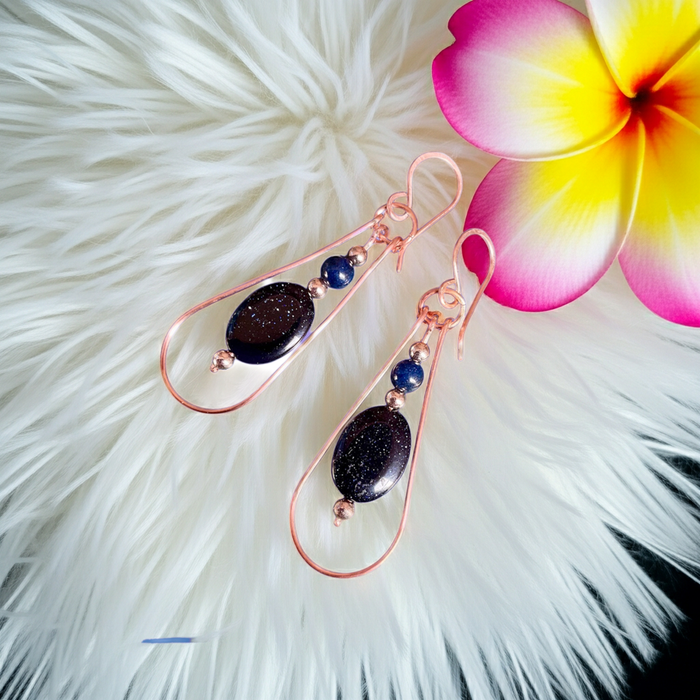 Blue Galaxy Stone Dangle Earrings - Connie’s Crystals 