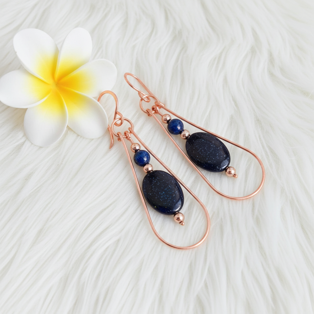 Blue Galaxy Stone Dangle Earrings - Connie’s Crystals 