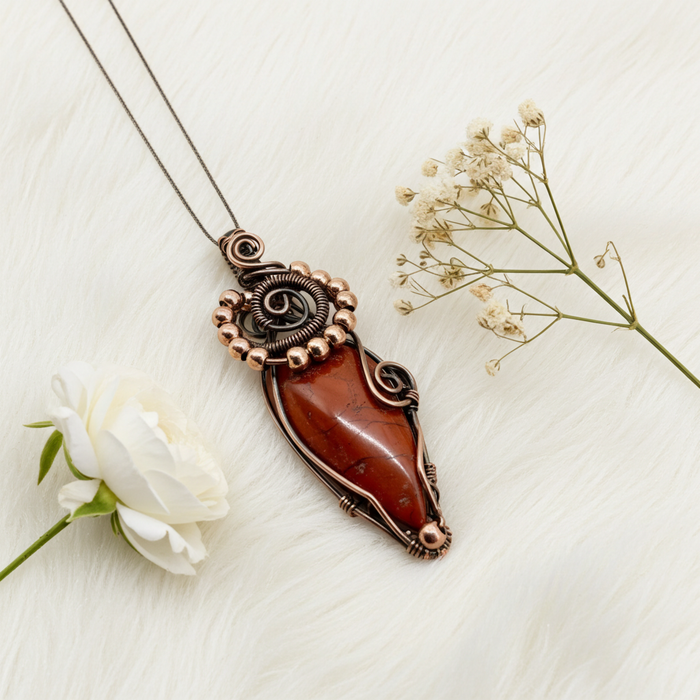 Red Jasper Wire Wrapped Pendant - Connie’s Crystals 