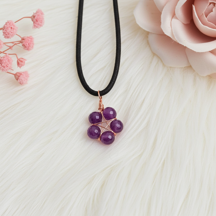 Amethyst Pentagram Wire Wrapped Pendant - Connie’s Crystals 