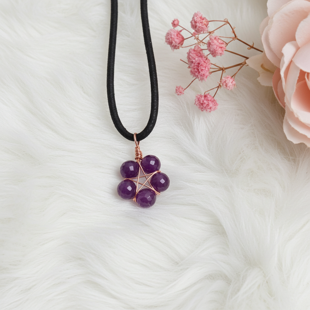 Amethyst Pentagram Wire Wrapped Pendant - Connie’s Crystals 