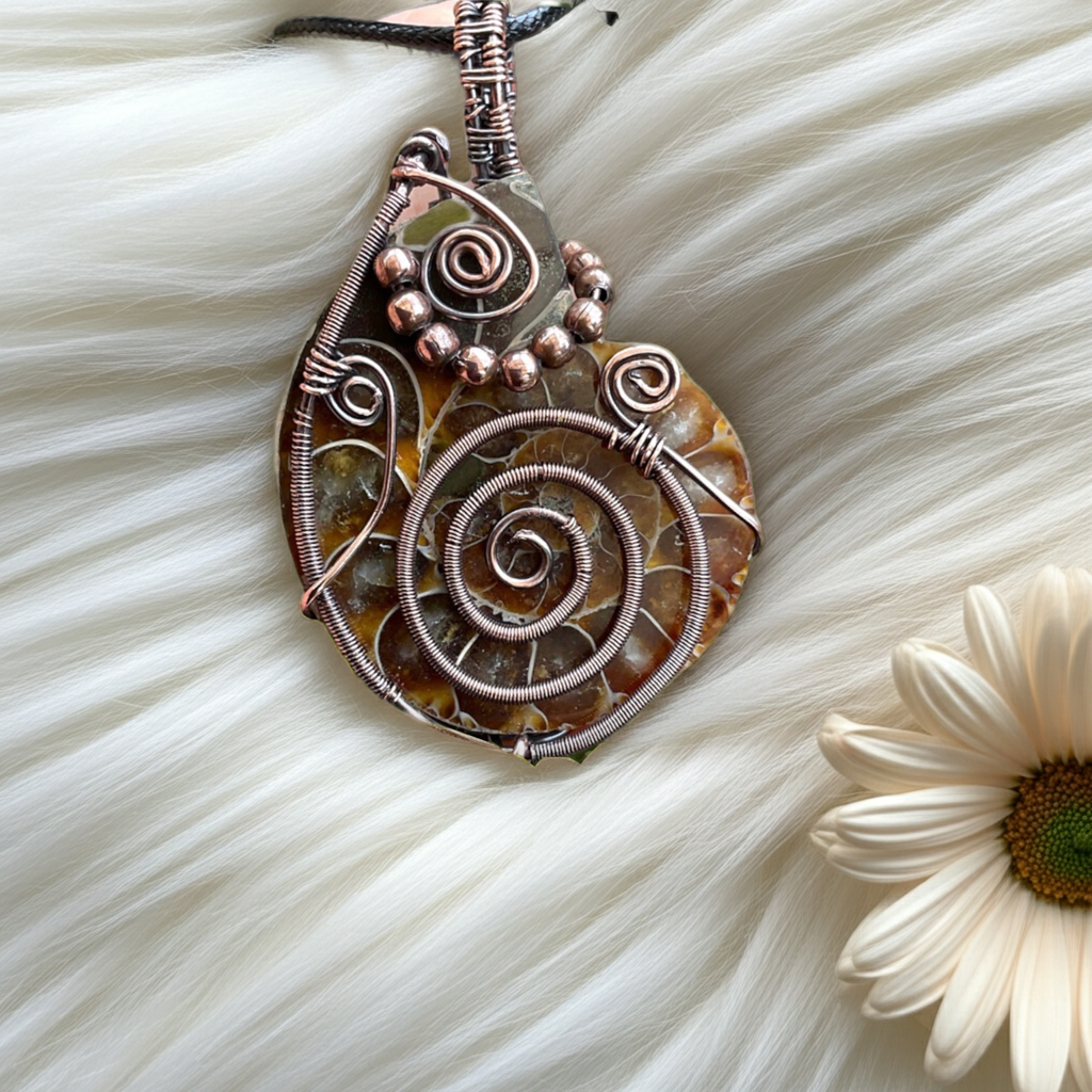 Ammonite Fossil Wire Wrapped Pendant - Connie’s Crystals 