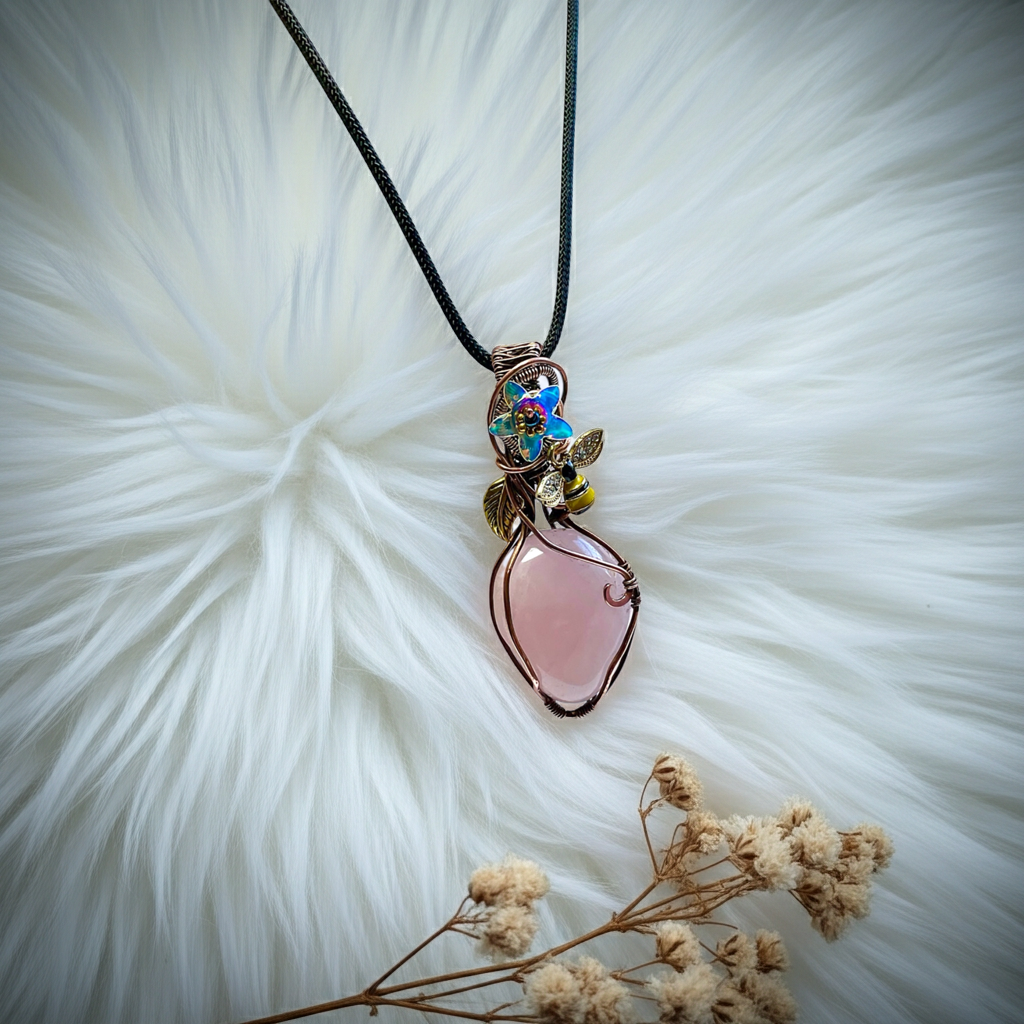 Rose Quartz Wire Wrapped Pendant