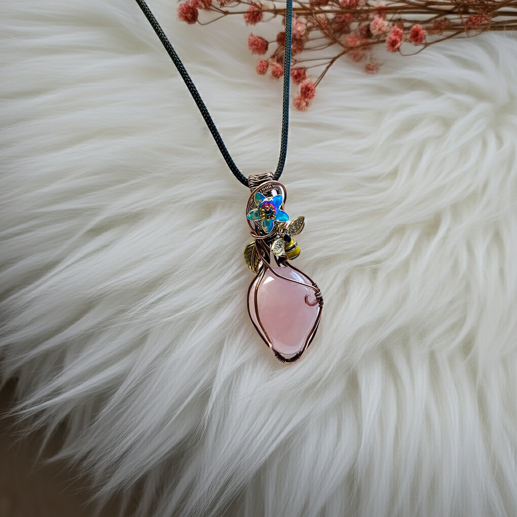 Rose Quartz Wire Wrapped Pendant