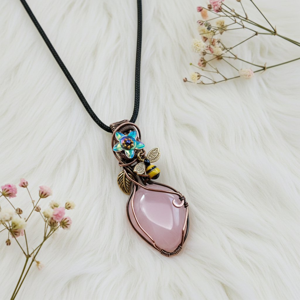 Rose Quartz Wire Wrapped Pendant