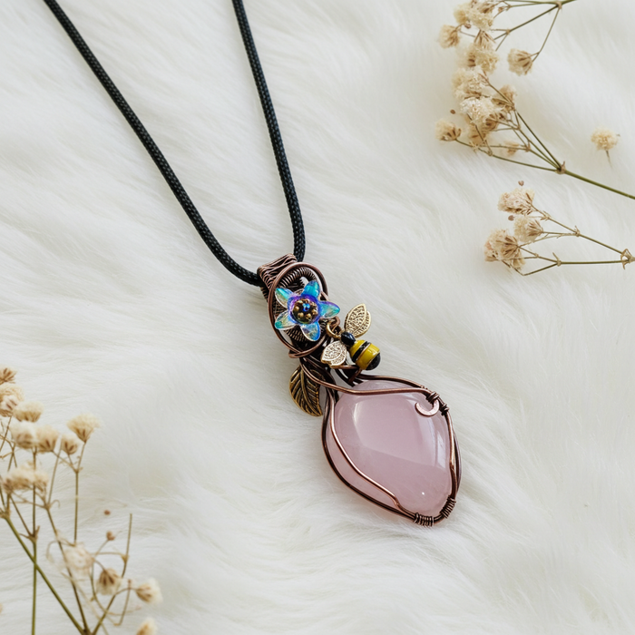 Rose Quartz Wire Wrapped Pendant