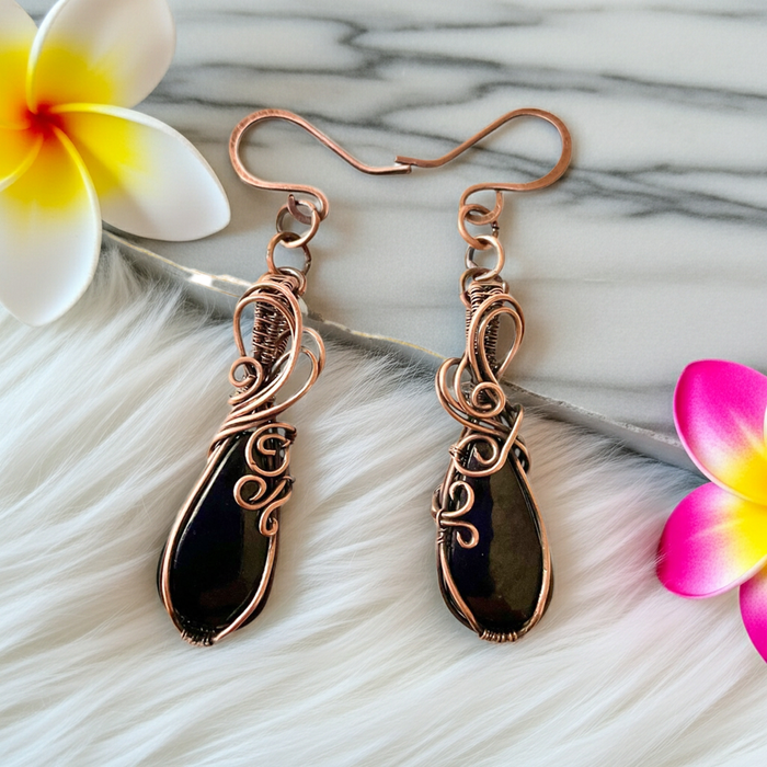 Purpurite Wire Wrapped Earrings - Connie’s Crystals 