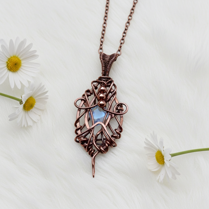 Rainbow Moonstone Wire Wrapped Pendant
