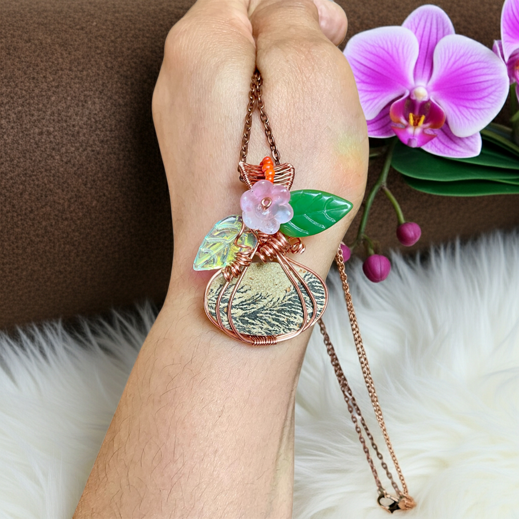 Psilomelane Dendrite Pumpkin Pendant - Connie’s Crystals 
