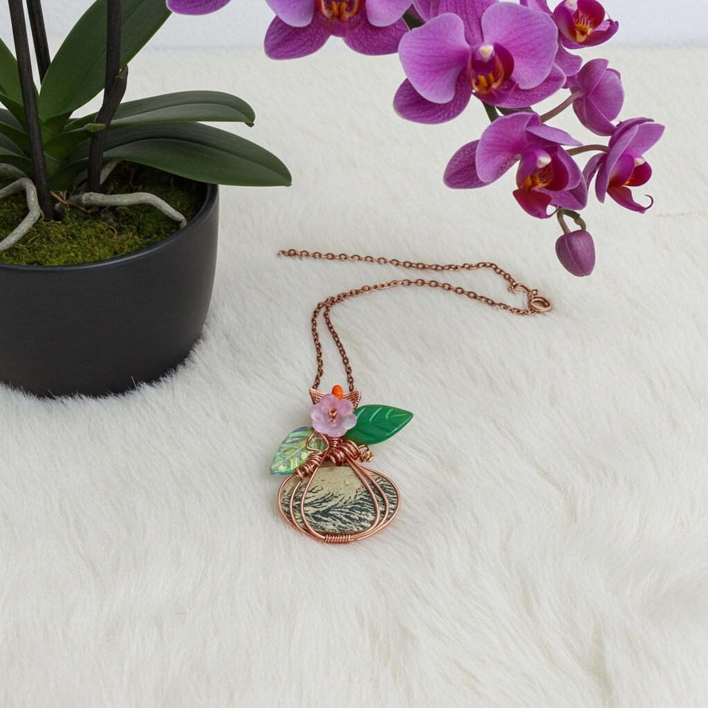 Psilomelane Dendrite Pumpkin Pendant - Connie’s Crystals 