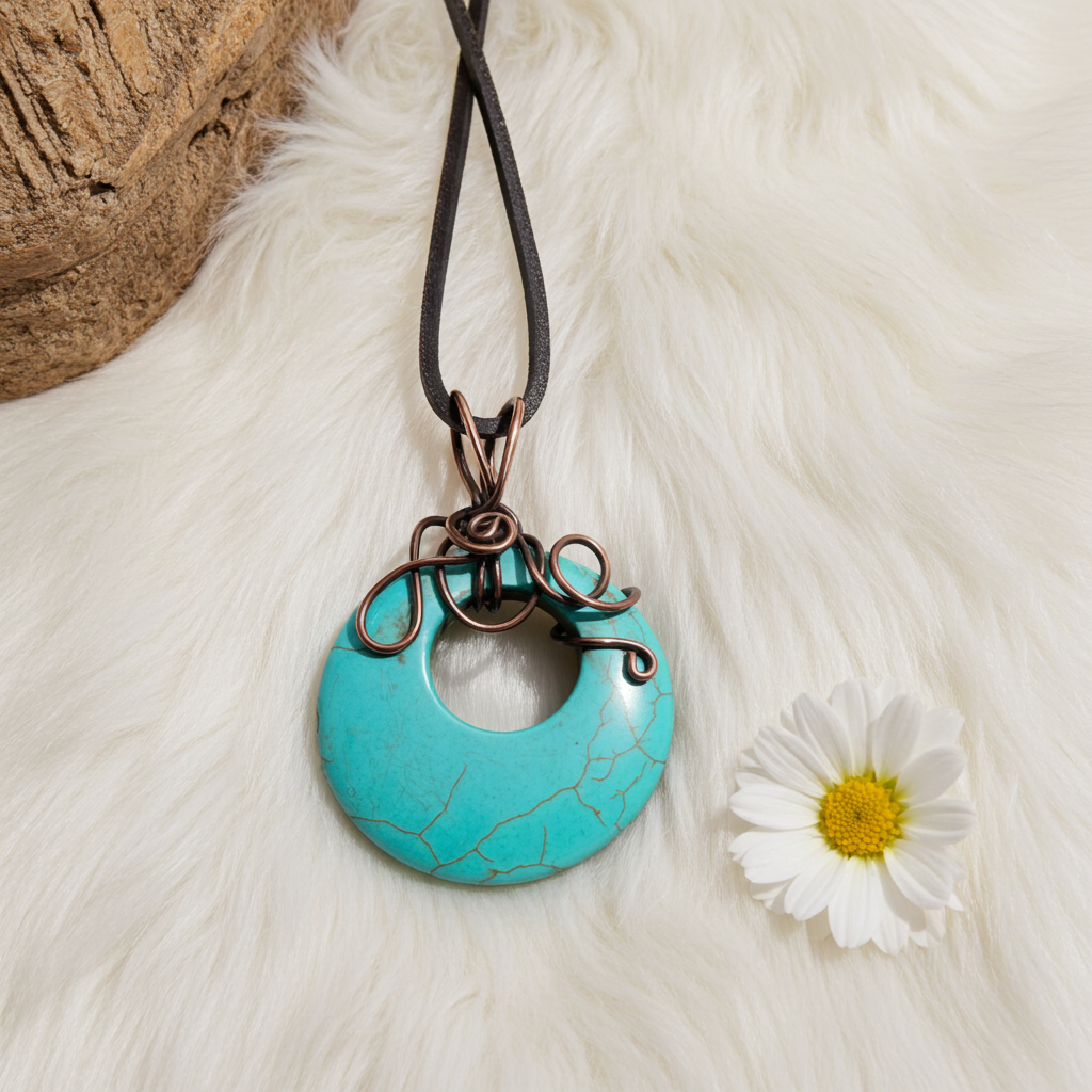 Dyed Howlite Donut Wire Wrapped Pendant - Connie’s Crystals 