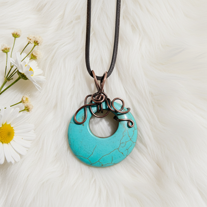 Dyed Howlite Donut Wire Wrapped Pendant - Connie’s Crystals 