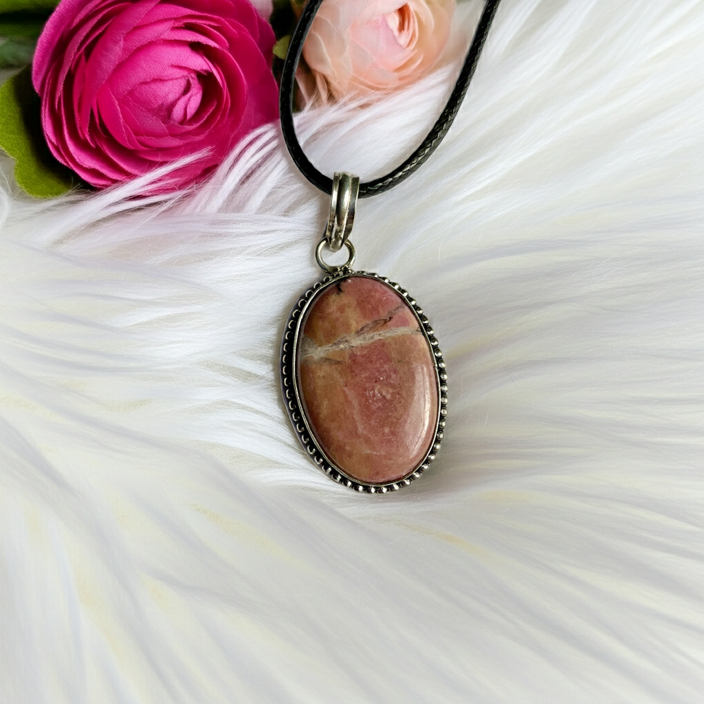 Rhodonite Pendant in Sterling Silver - Connie’s Crystals 