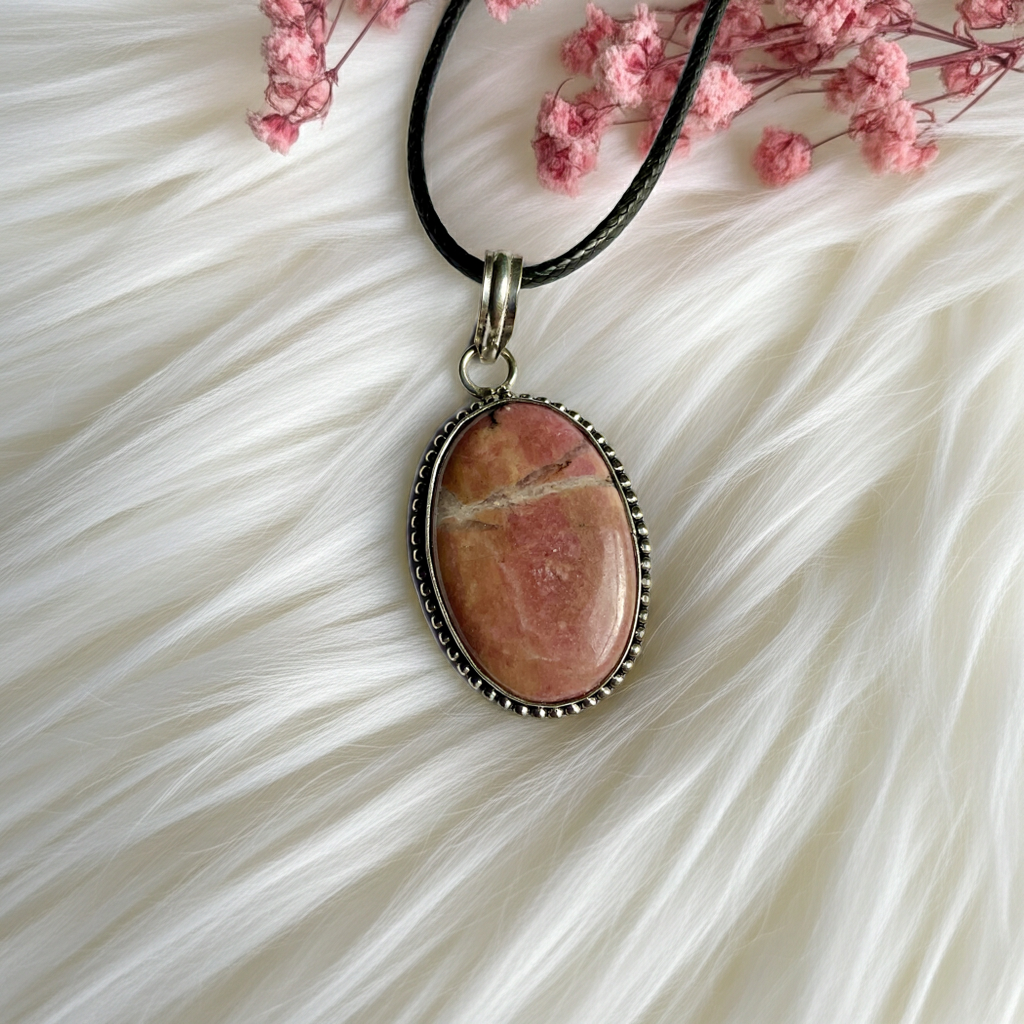 Rhodonite Pendant in Sterling Silver - Connie’s Crystals 
