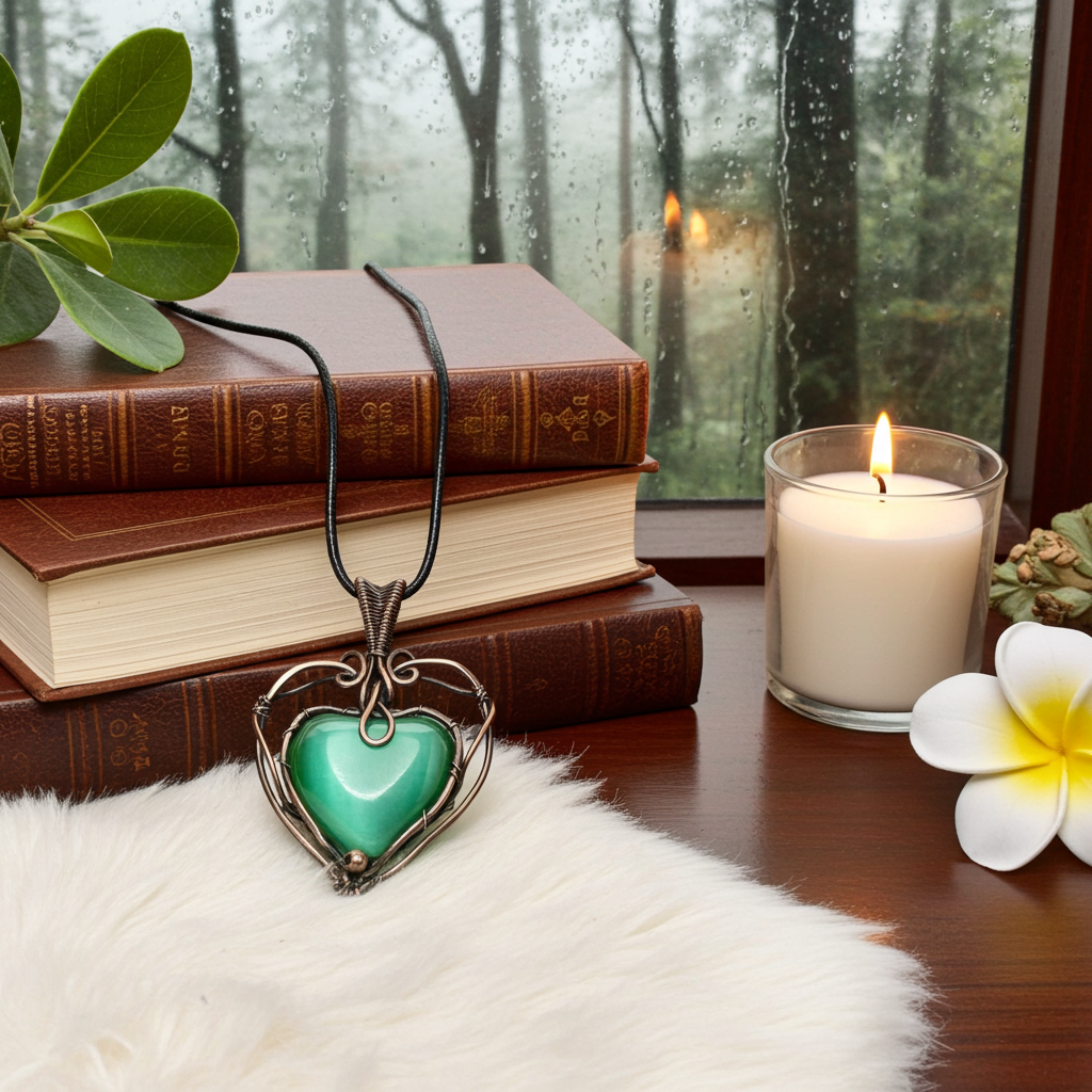 Green Cat’s Eye Heart Shaped Pendant - Connie’s Crystals 