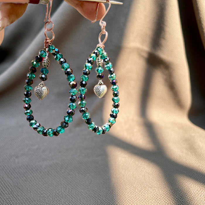 Green And Black Crystal Hoop Earrings - Connie’s Crystals 