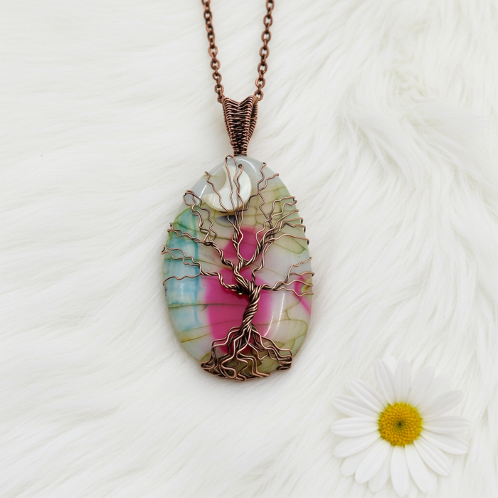 Dragon Vein Agate Tree of Life Pendant - Connie’s Crystals 