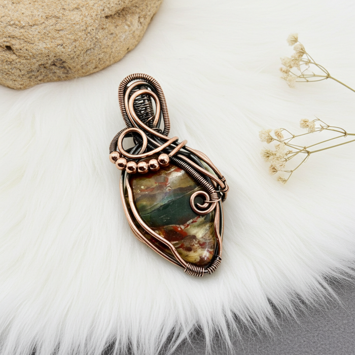 Brecciated Jasper Wire Wrapped Pendant
