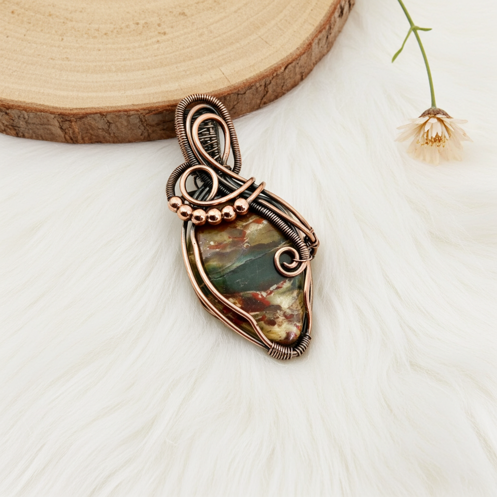 Brecciated Jasper Wire Wrapped Pendant