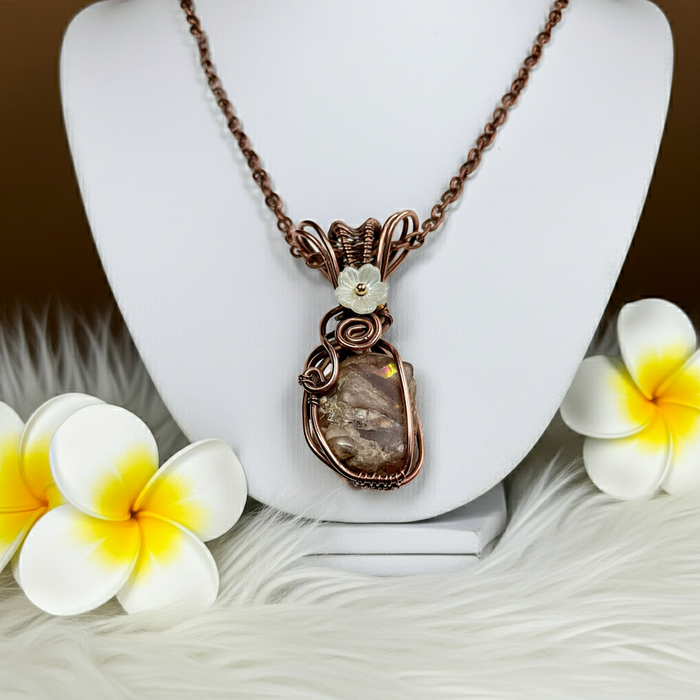 Zircon Copper Wire-Wrapped Pendant