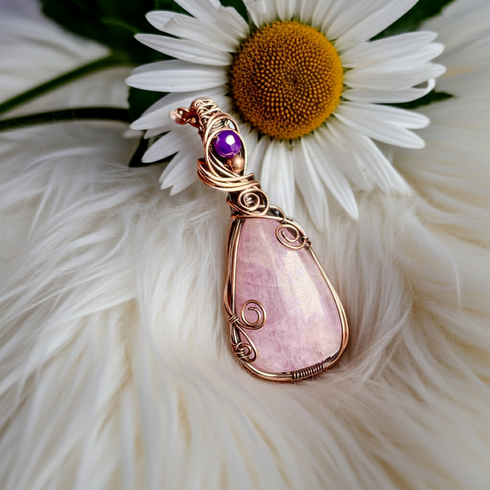 Kunzite Pendant With Amethyst Accent