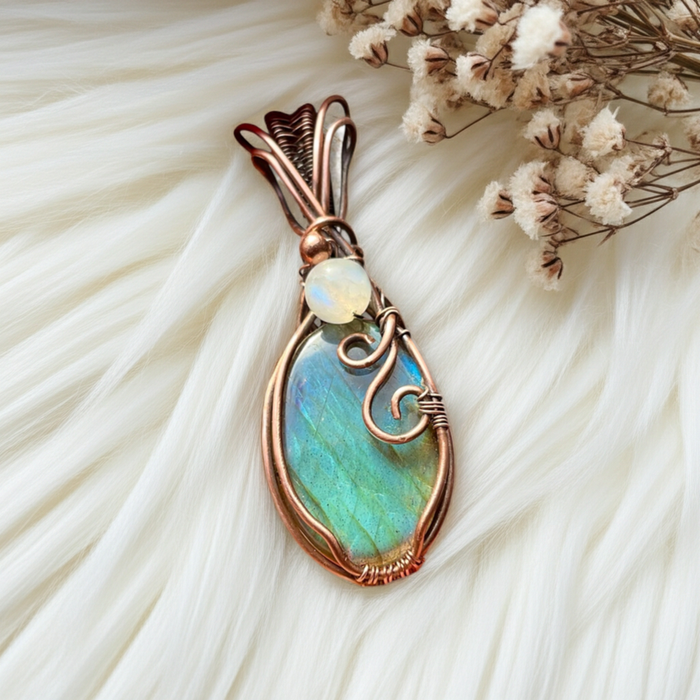 Labradorite Pendant with Moonstone Accent - Connie’s Crystals 