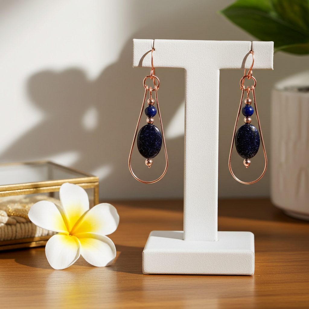 Blue Galaxy Stone Dangle Earrings - Connie’s Crystals 