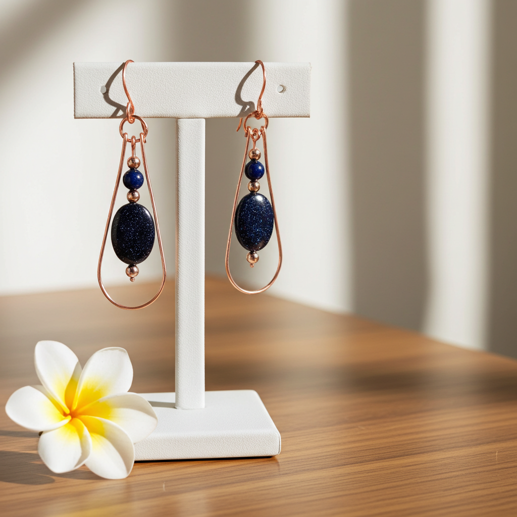 Blue Galaxy Stone Dangle Earrings - Connie’s Crystals 