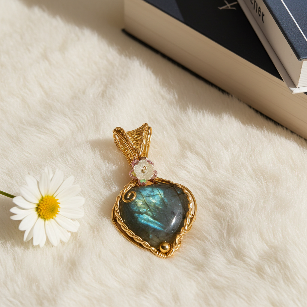 Labradorite Heart Wire Wrapped Pendant - Connie’s Crystals 