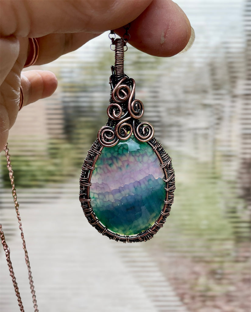 Dragon Vein Agate Wire Wrapped Pendant - Connie’s Crystals 