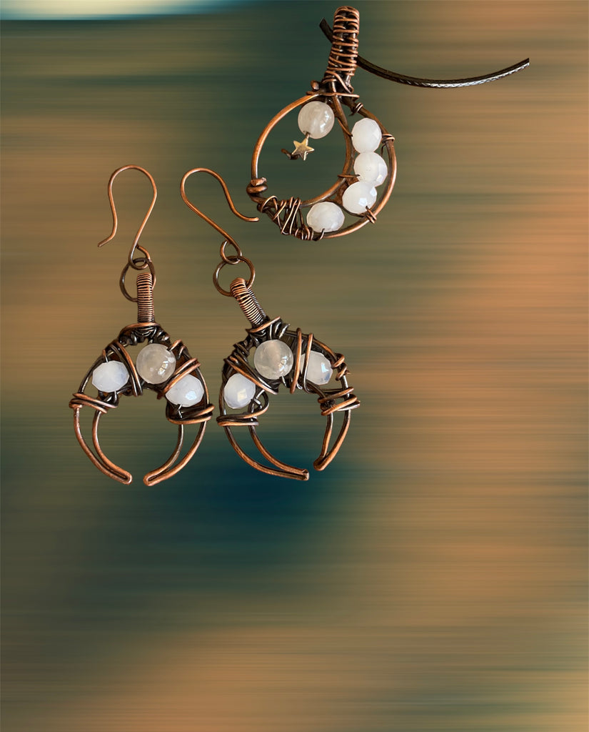 Selenite and Moonstone Handcrafted Earrings - Connie’s Crystals 