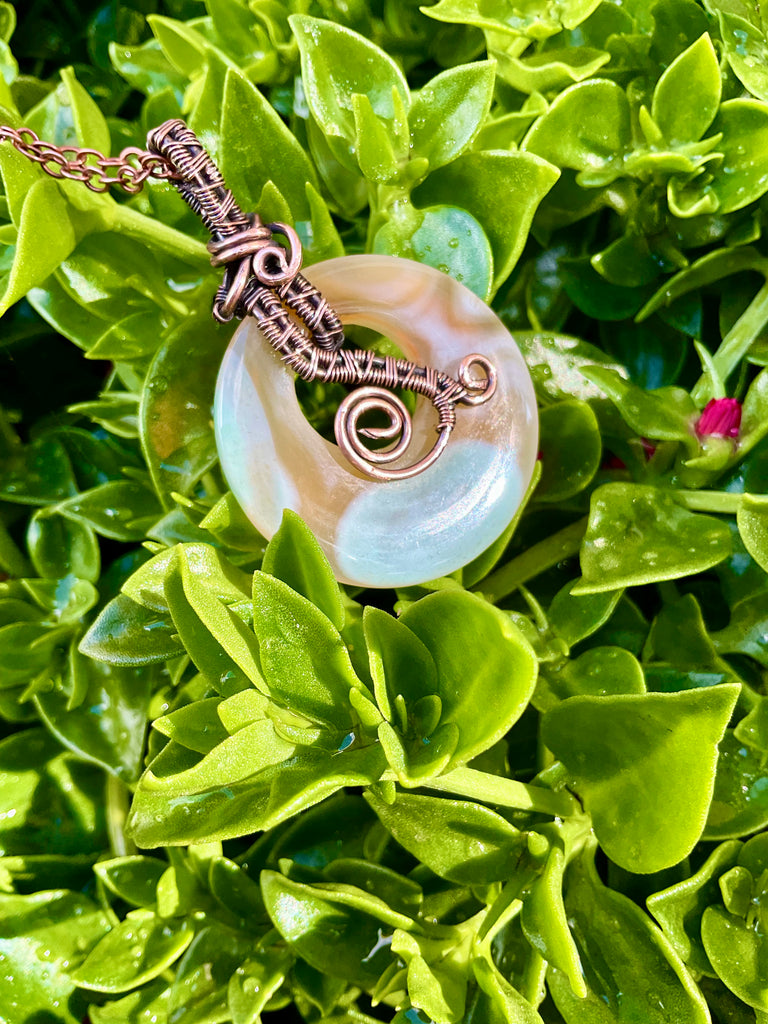 Donut Agate Wire Wrapped Pendant - Connie’s Crystals 