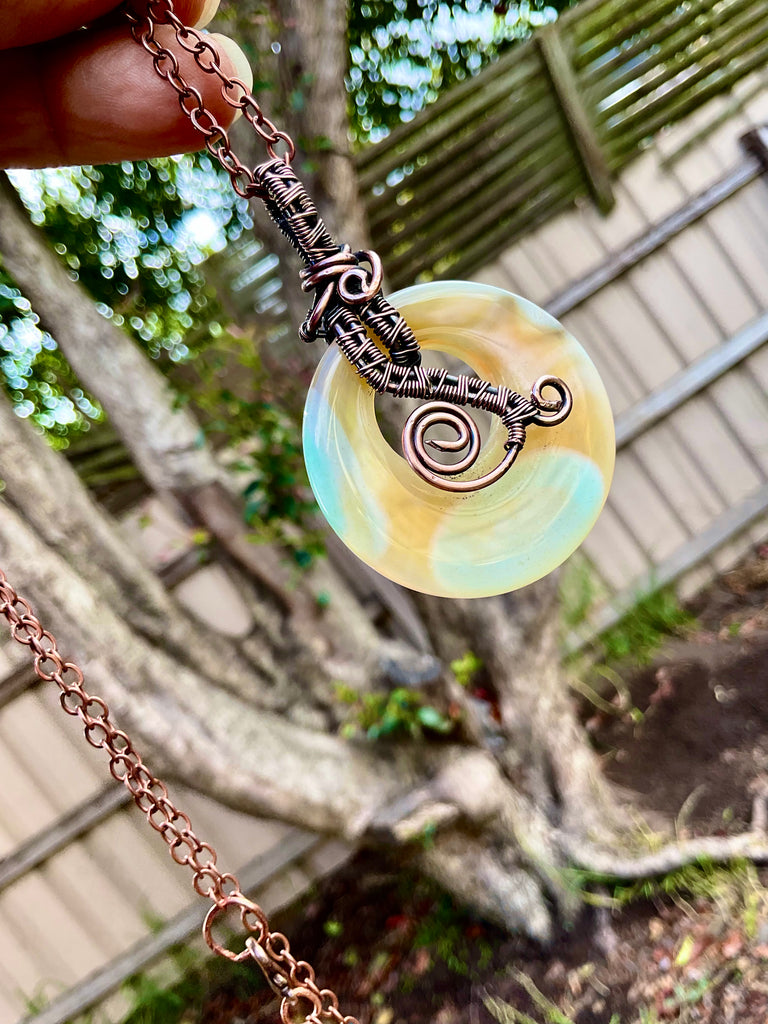 Donut Agate Wire Wrapped Pendant - Connie’s Crystals 