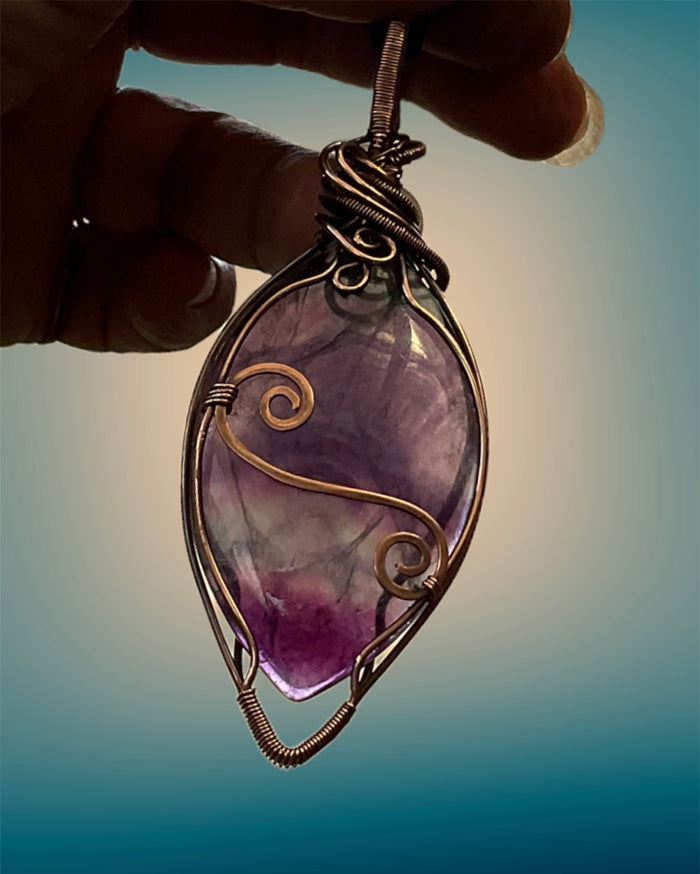 Rainbow Fluorite Wire Wrapped Pendant - Connie’s Crystals 