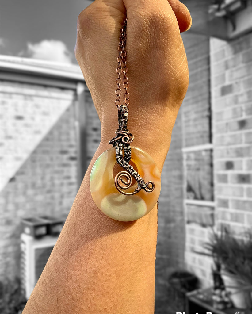 Donut Agate Wire Wrapped Pendant - Connie’s Crystals 